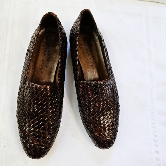 Eddie Bauer Shoes - Eddie Bauer Women's Brown Italian Leather Lattice Woven Casual Shoes Size 8.5